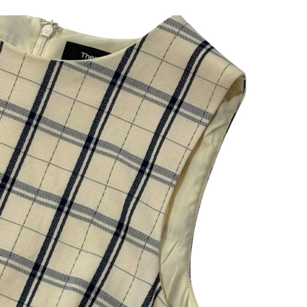 Theory Sleeveless Plaid Dress - Size 8 - Ivory - Shift, Above Knee, Work Classic - Picture 11 of 12